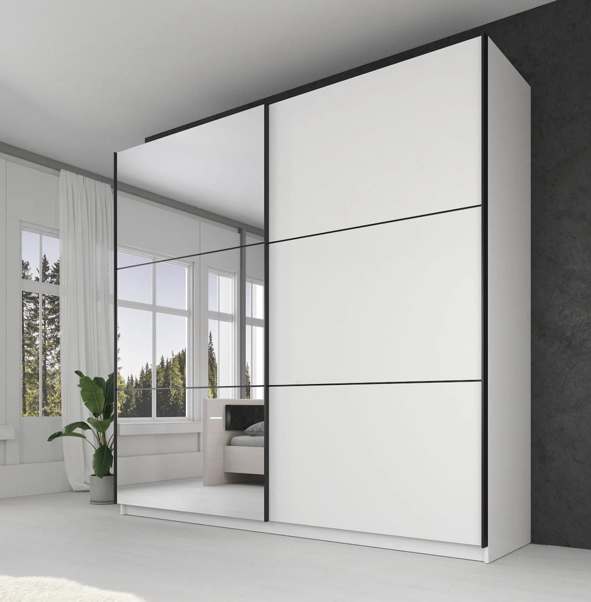 Samantha - Kledingkast met schuifdeuren - Wit - 217x62x210 cm