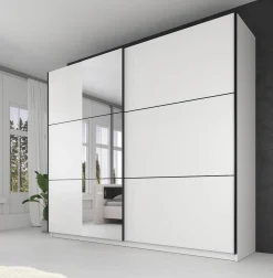 Samantha - Kledingkast met schuifdeuren - Wit - 237x62x210 cm