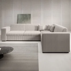 Santana - Hoekbank 4-zits - Ribstof beige - Rechts