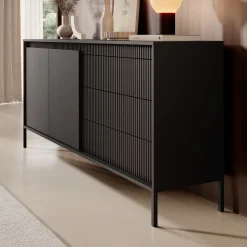 Saran - Dressoir - Zwart - 187x40x81 cm