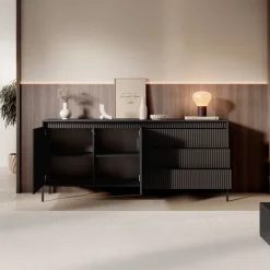 Saran - Dressoir - Zwart - 187x40x81 cm