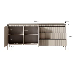 Saran - Dressoir - Zwart - 187x40x81 cm
