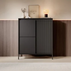 Saran - Dressoir - Zwart - 104x40x123 cm