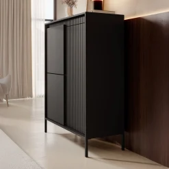 Saran - Dressoir - Zwart - 104x40x123 cm