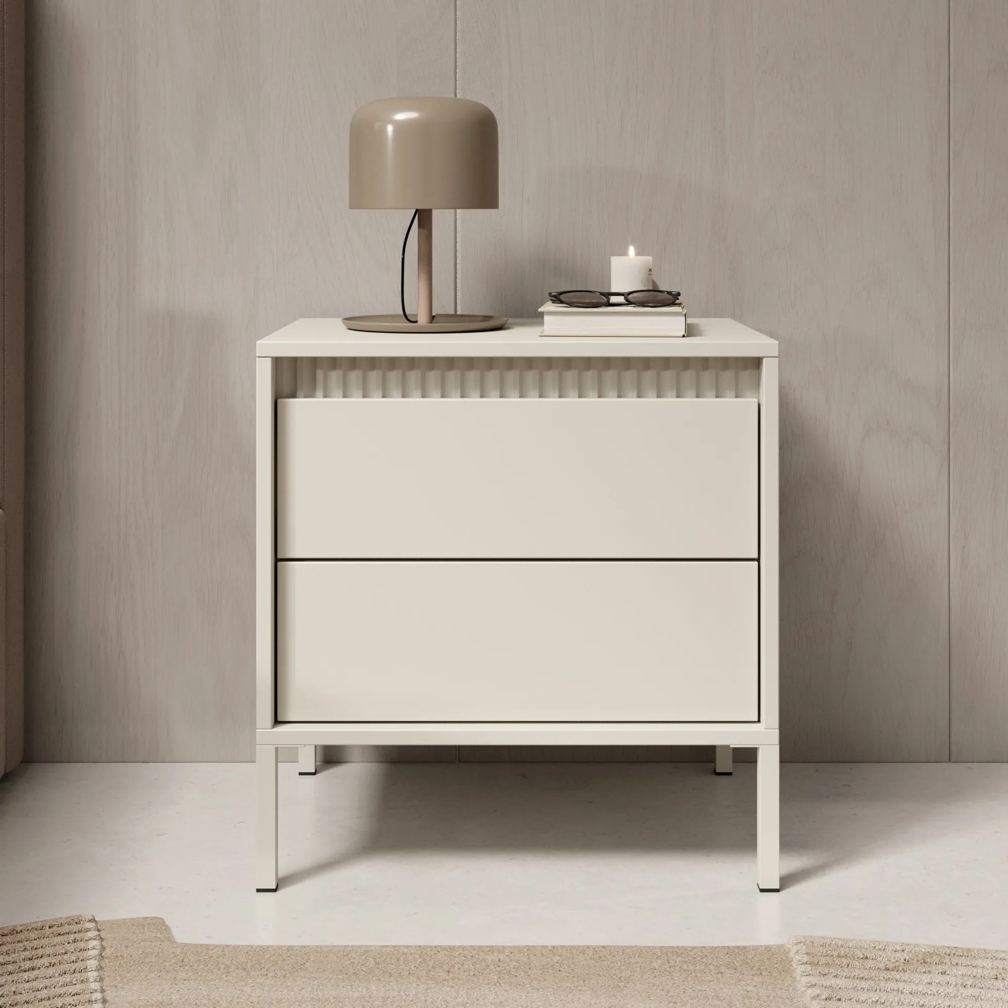 Saran - Nachtkastje - Beige - 54x40x56 cm
