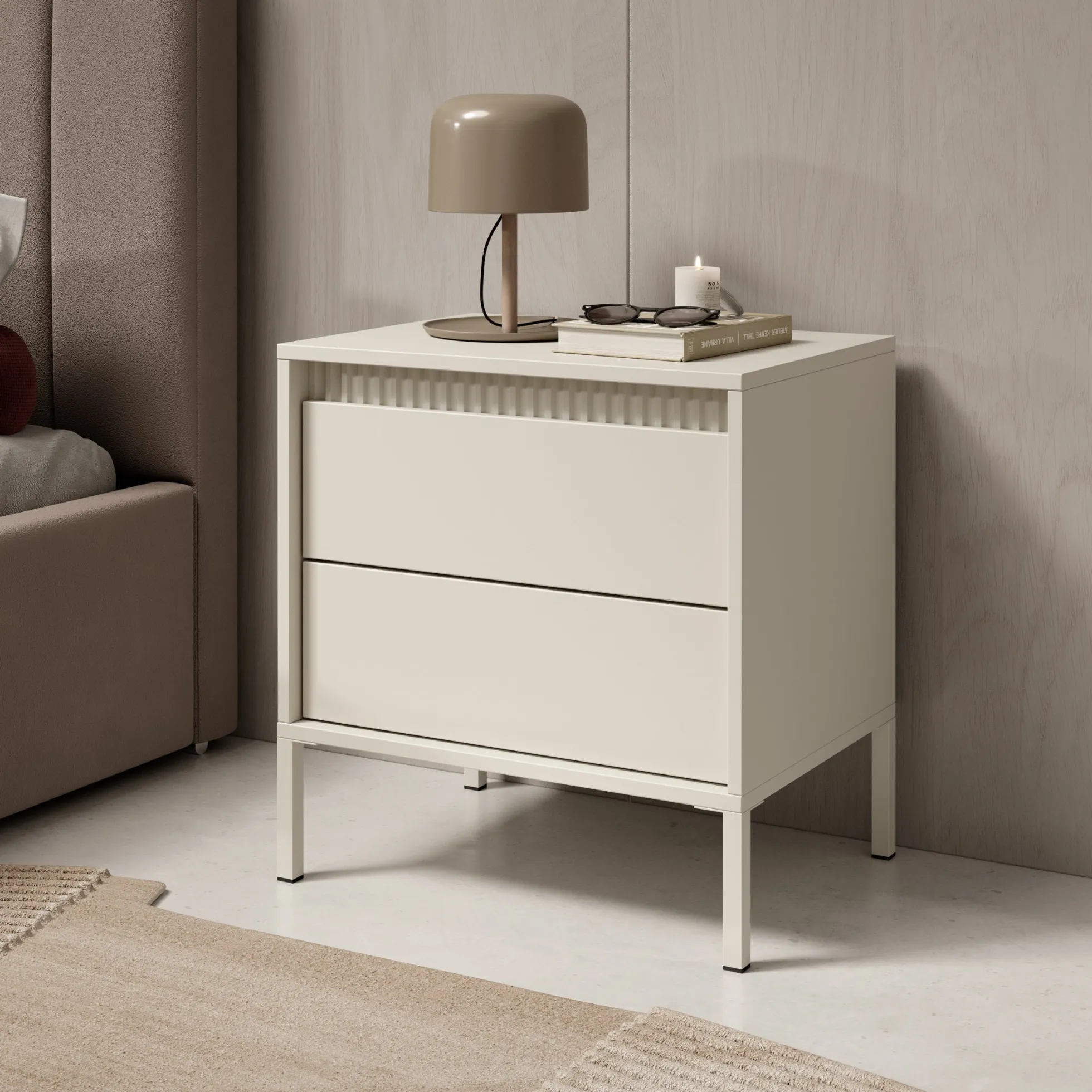 Saran - Nachtkastje - Beige - 54x40x56 cm