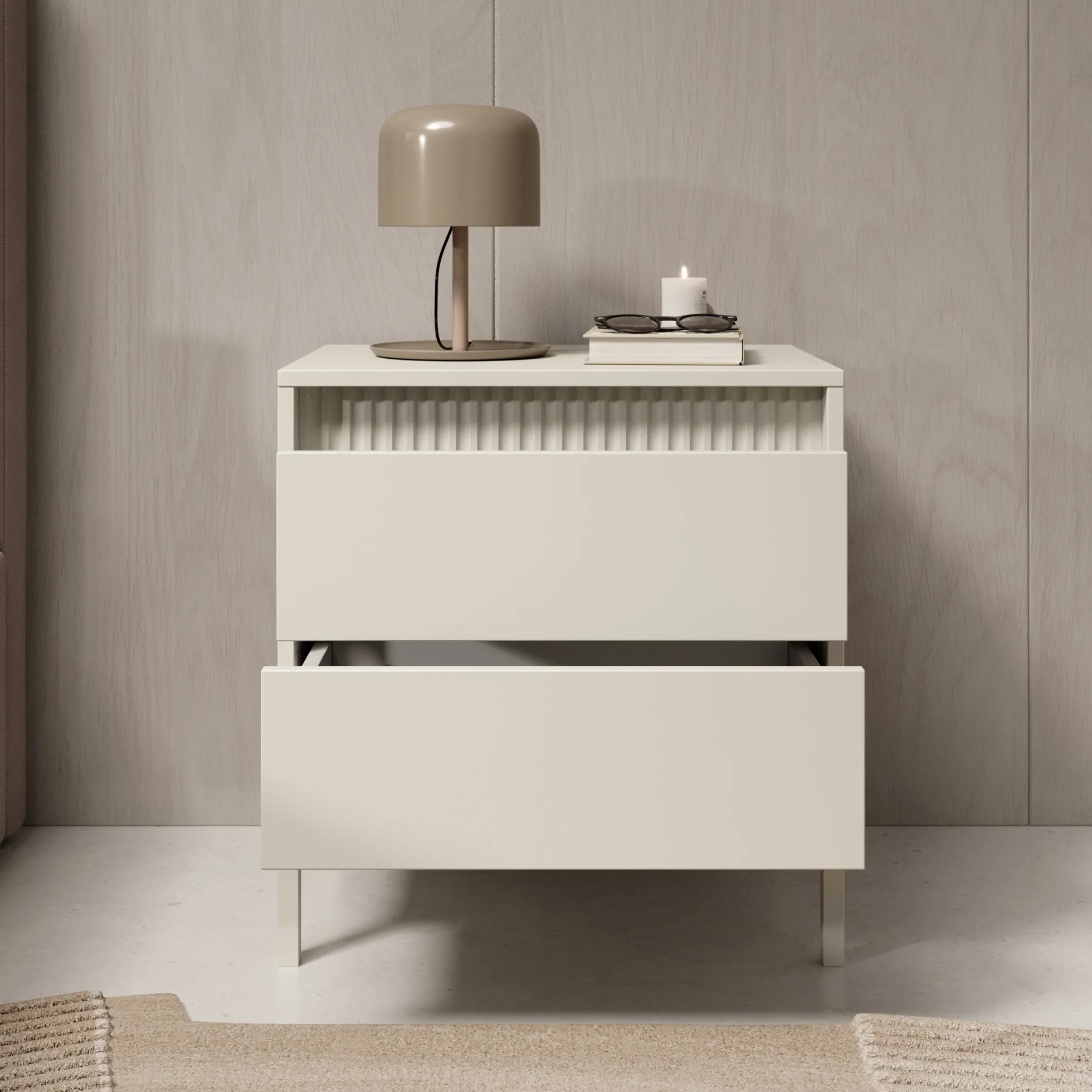 Saran - Nachtkastje - Beige - 54x40x56 cm