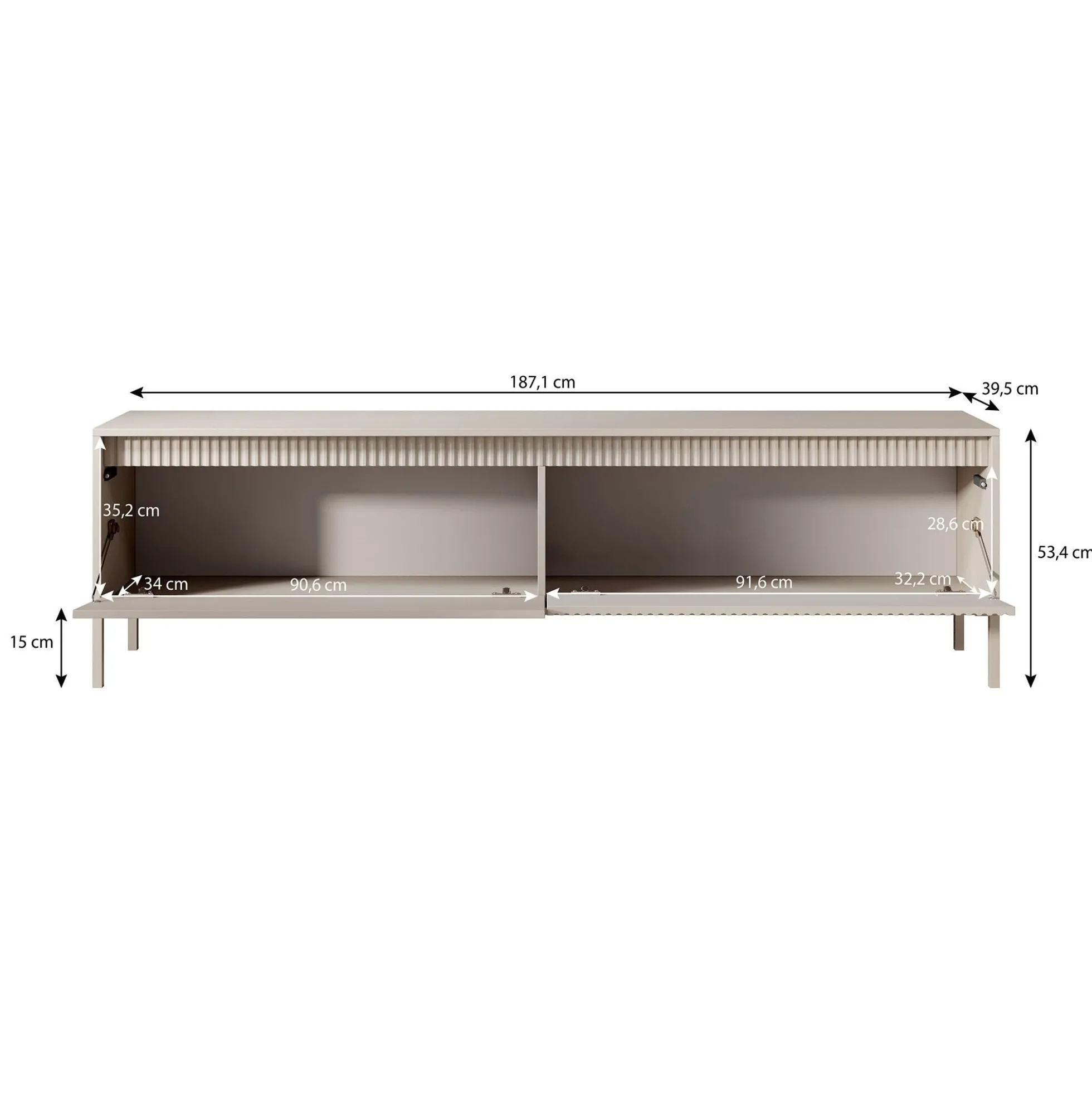 Saran - TV-Meubel - Beige - 187x40x53 cm