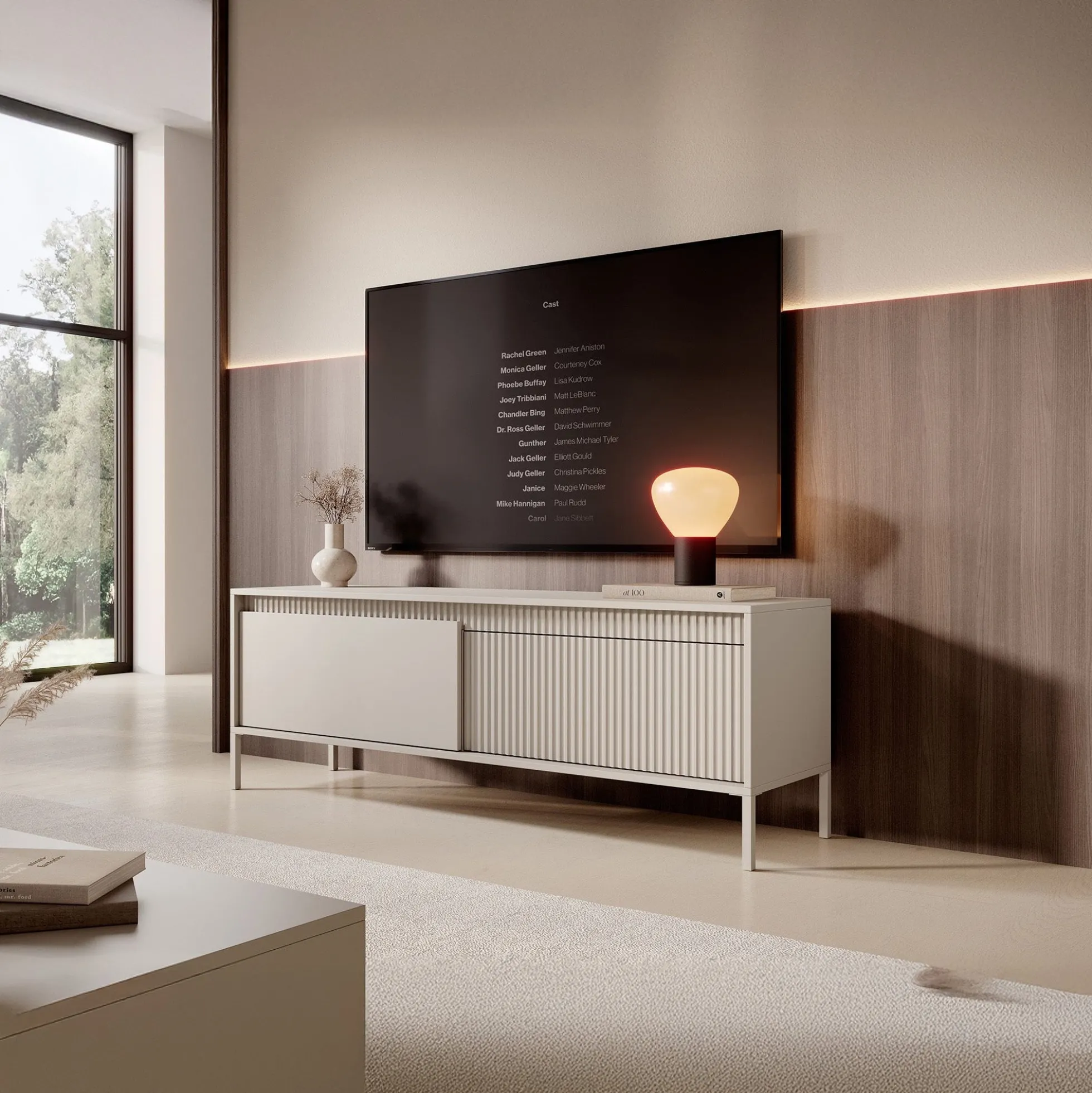 Saran - TV-Meubel - Beige - 154x40x53 cm