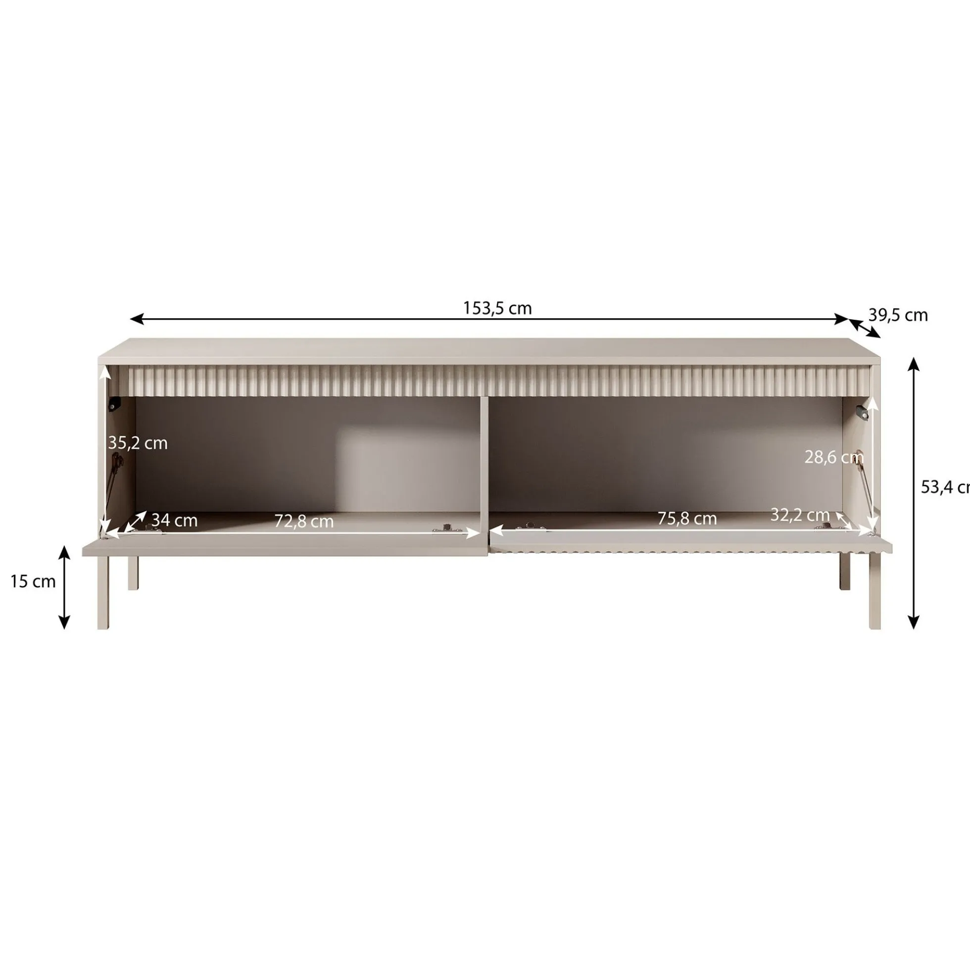 Saran - TV-Meubel - Beige - 154x40x53 cm