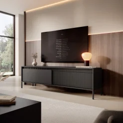Saran - TV-Meubel - Mat zwart - 187x40x53 cm