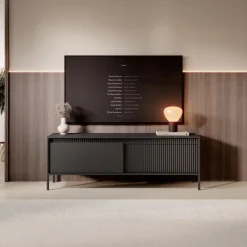 Saran - TV-Meubel - Mat zwart - 154x40x53 cm
