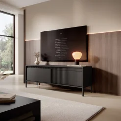 Saran - TV-Meubel - Mat zwart - 154x40x53 cm