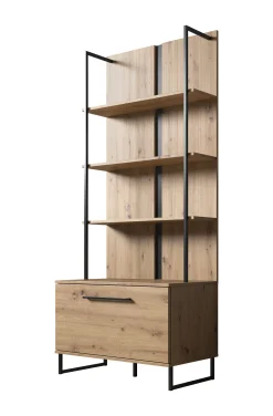 Saturn - Boekenkast - Eiken/zwart - 85x42x192 cm