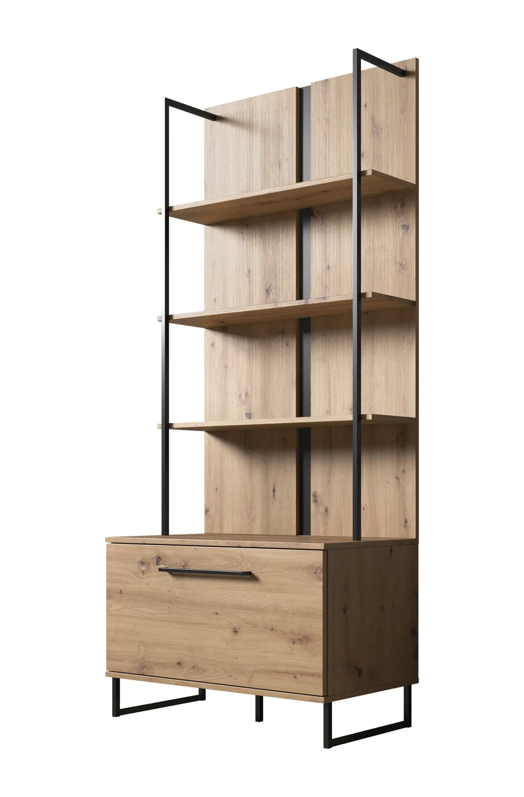 Saturn - Boekenkast - Eiken/zwart - 85x42x192 cm