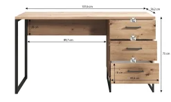 Saturn - Bureau - Eiken/zwart - 138x56 cm