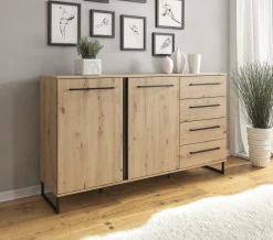 Saturn - Dressoir - Eiken/zwart - 159x42x93 cm