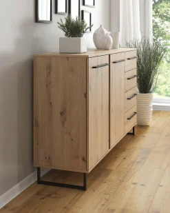 Saturn - Dressoir - Eiken/zwart - 159x42x93 cm