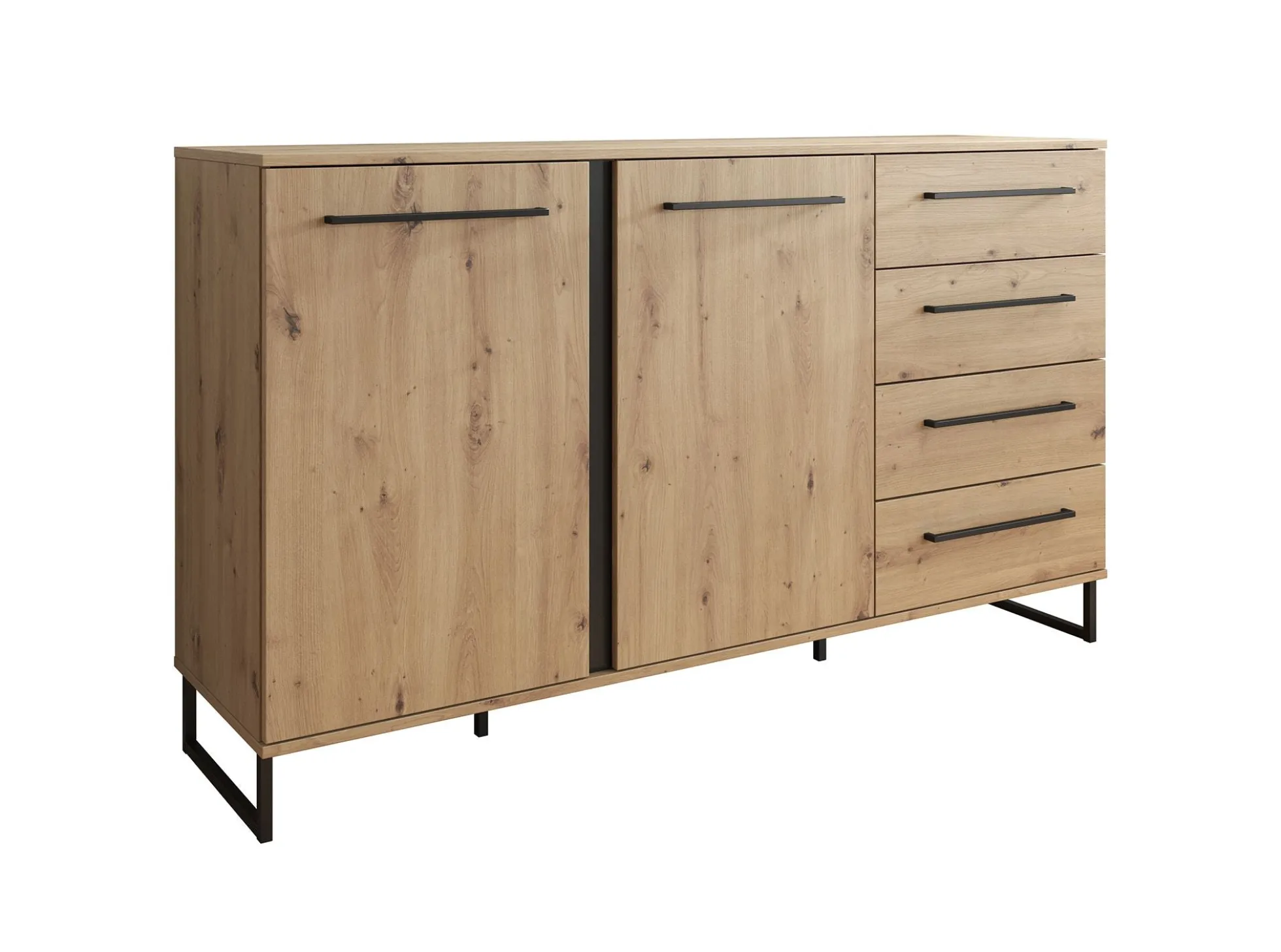 Saturn - Dressoir - Eiken/zwart - 159x42x93 cm