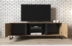 Saturn - TV-Meubel met 2 deuren - Eiken/zwart - 170 cm