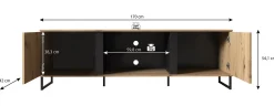 Saturn - TV-Meubel met 2 deuren - Eiken/zwart - 170 cm