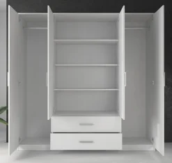Savona - Kledingkast 4-deurs - Wit - 200x58x200 cm