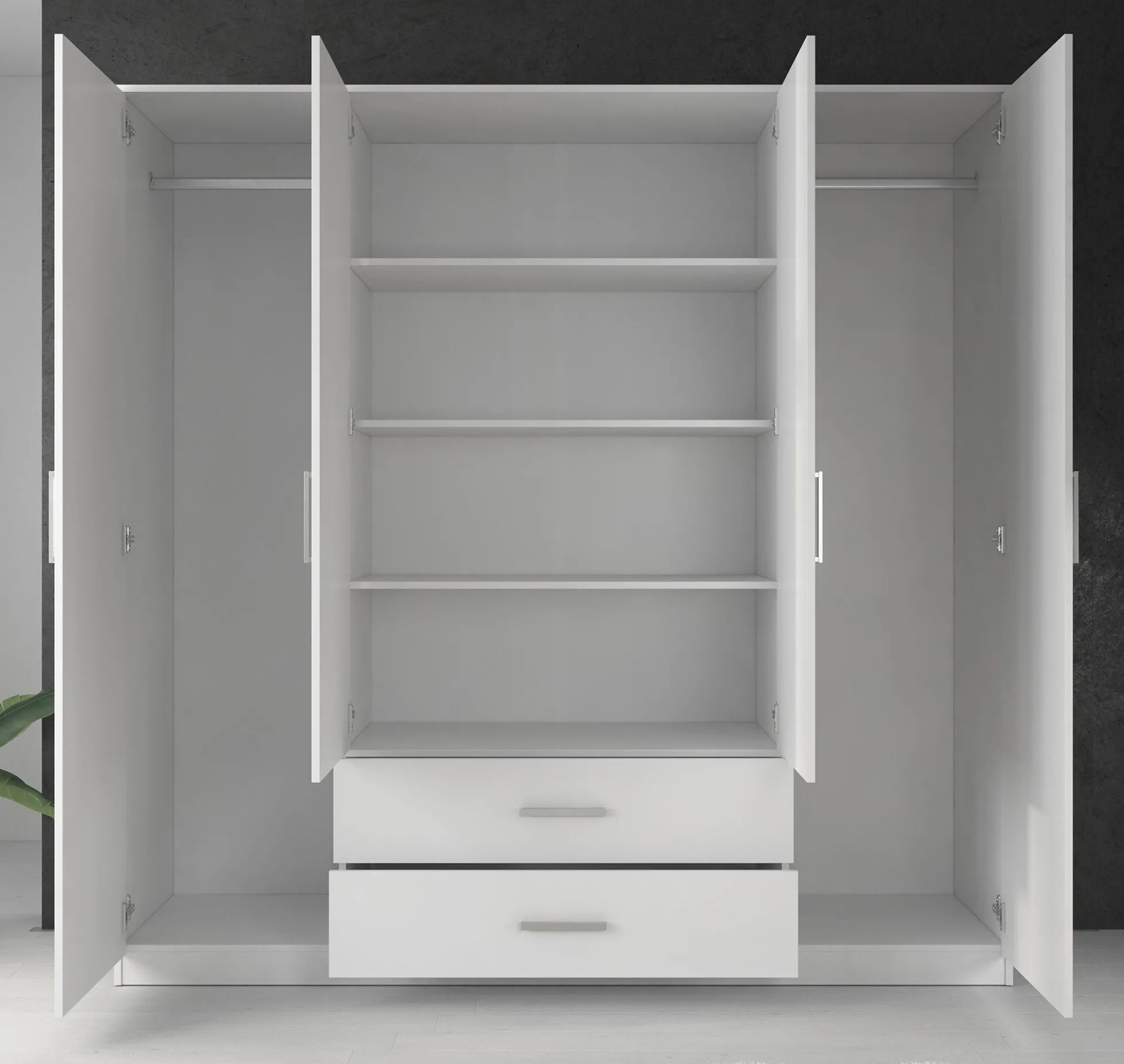 Savona - Kledingkast 4-deurs - Wit - 200x58x200 cm