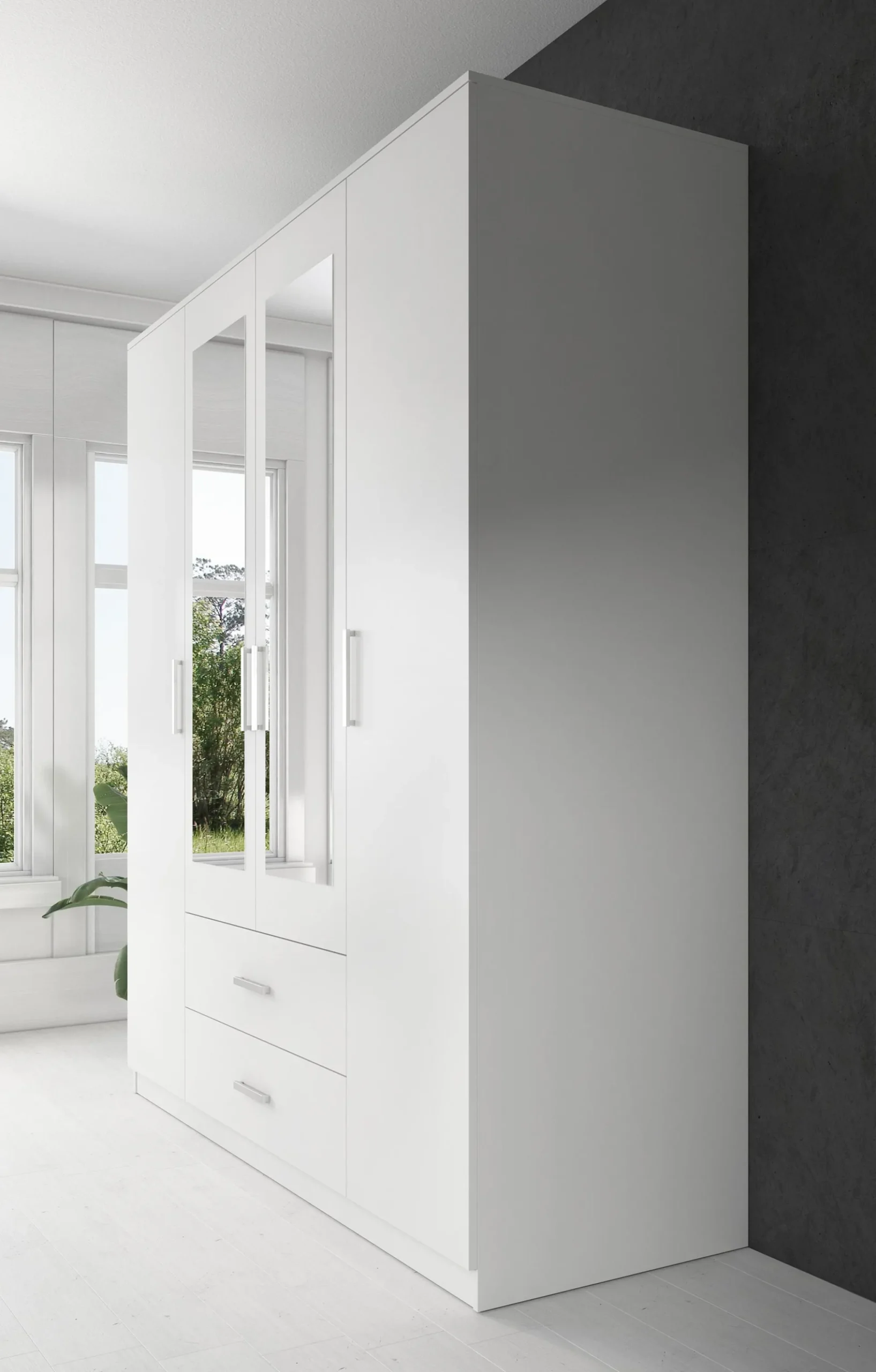 Savona - Kledingkast 4-deurs - Wit - 200x58x200 cm