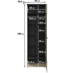 Sekai - Vitrinekast - Beige - 55x36x180 cm
