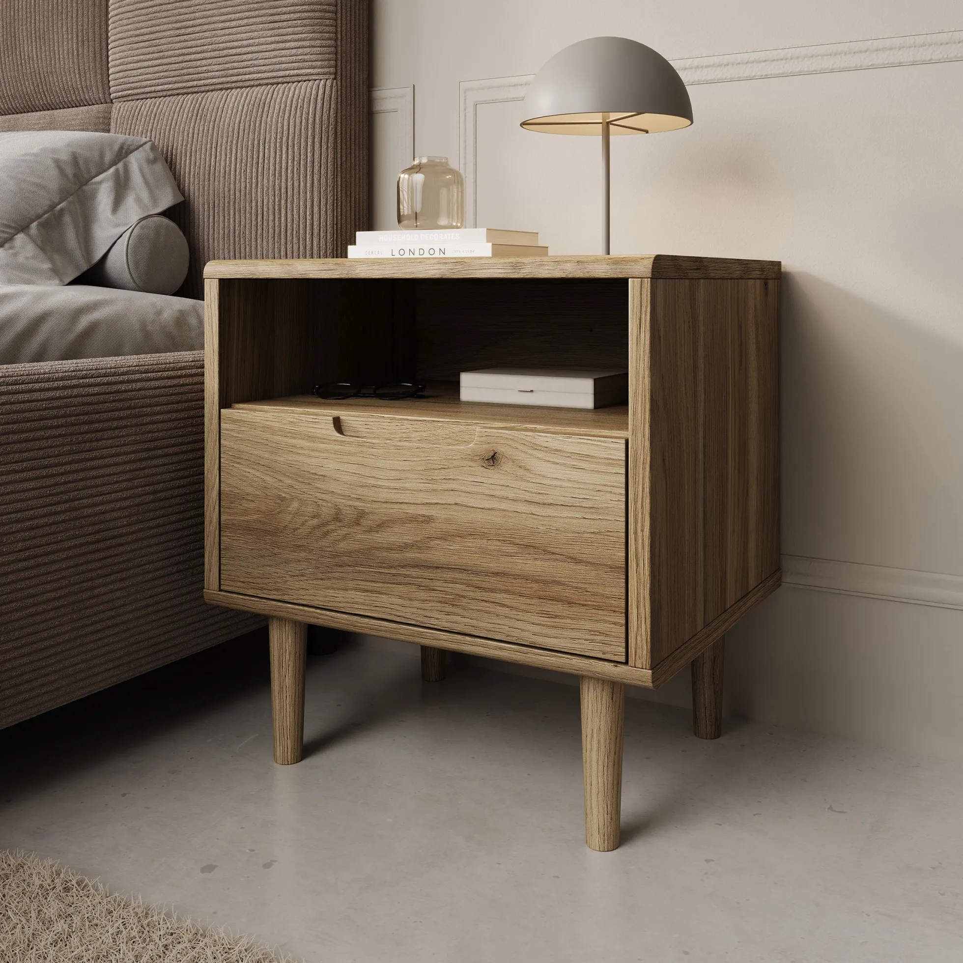 Selwood - Nachtkastje - Eikenpatroon - 55x43x58 cm