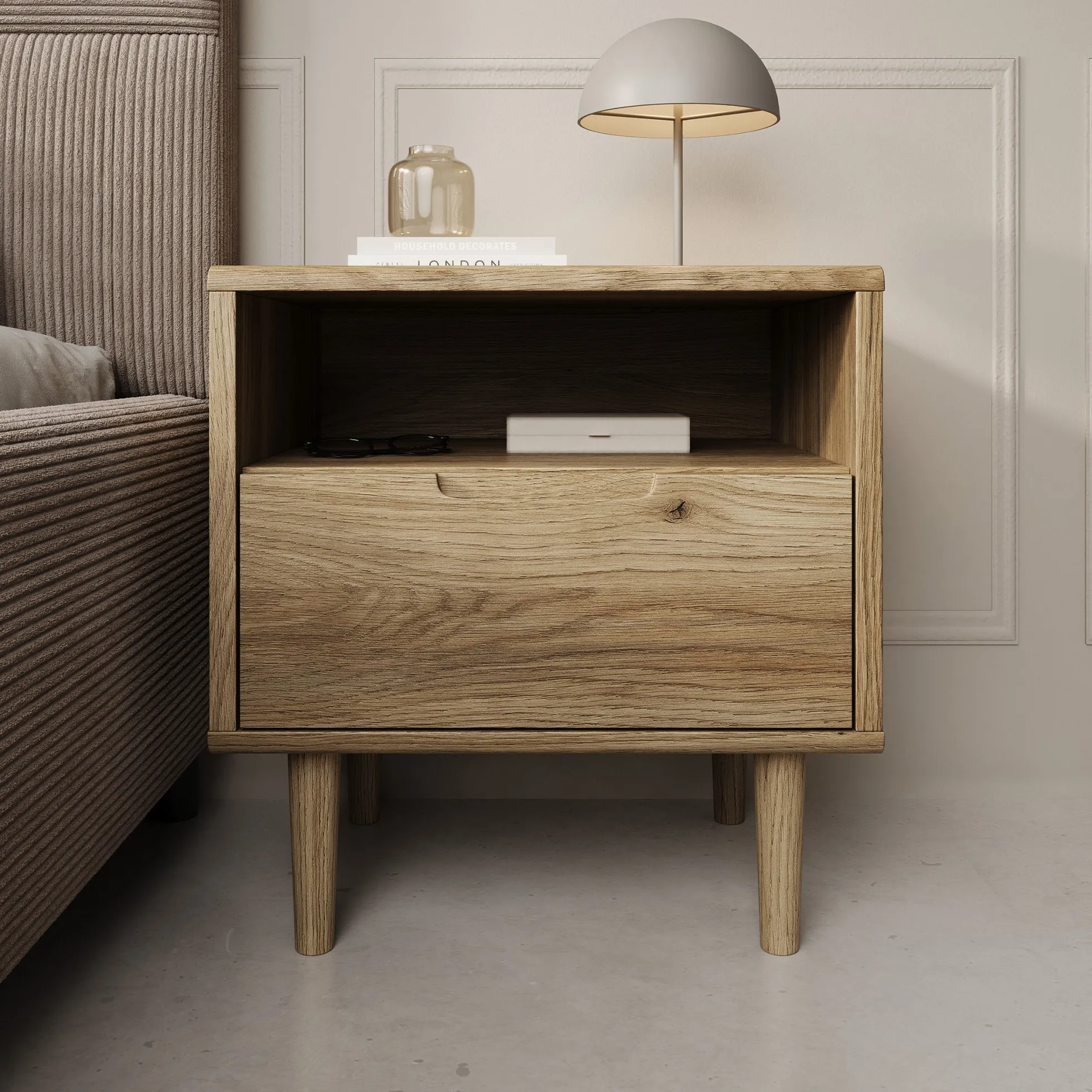 Selwood - Nachtkastje - Eikenpatroon - 55x43x58 cm