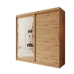 Sentoji - Kledingkast met 2 schuifdeuren - Eikenpatroon - 200x62x200 c