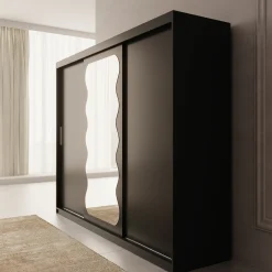 Sentoji - Kledingkast met 3 schuifdeuren - Zwart - 250x62x200 cm