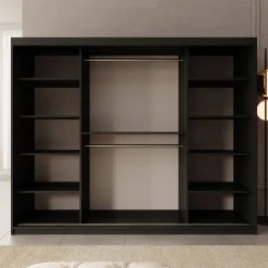 Sentoji - Kledingkast met 3 schuifdeuren - Zwart - 250x62x200 cm