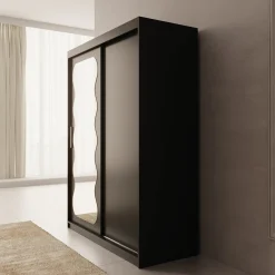 Sentoji - Kledingkast met 2 schuifdeuren - Zwart - 150x62x200 cm
