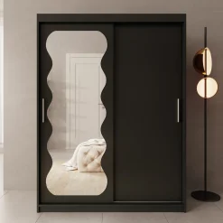 Sentoji - Kledingkast met 2 schuifdeuren - Zwart - 150x62x200 cm