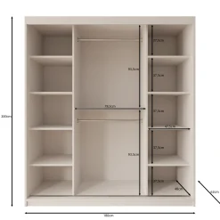 Sentoji - Kledingkast met 2 schuifdeuren - Eikenpatroon - 180x62x200 c