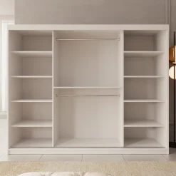Sentoji - Kledingkast met 3 schuifdeuren - Wit - 250x62x200 cm