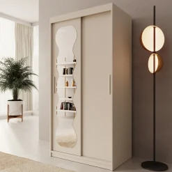 Sentoji - Kledingkast met 2 schuifdeuren - Beige - 100x62x200 cm