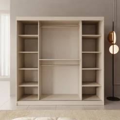 Sentoji - Kledingkast met 2 schuifdeuren - Beige - 200x62x200 cm