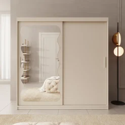 Sentoji - Kledingkast met 2 schuifdeuren - Beige - 200x62x200 cm