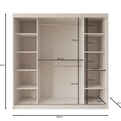 Sentoji - Kledingkast met 2 schuifdeuren - Zwart - 200x62x200 cm