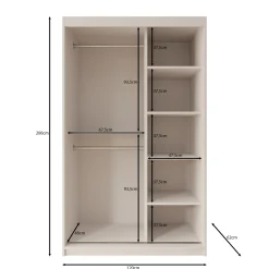 Sentoji - Kledingkast met 2 schuifdeuren - Beige - 120x62x200 cm