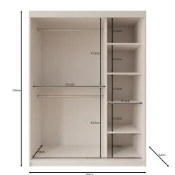 Sentoji - Kledingkast met 2 schuifdeuren - Beige - 150x62x200 cm