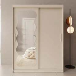 Sentoji - Kledingkast met 2 schuifdeuren - Beige - 150x62x200 cm