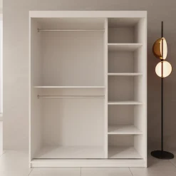 Sentoji - Kledingkast met 2 schuifdeuren - Wit - 150x62x200 cm