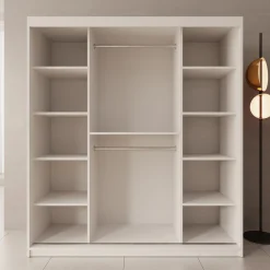 Sentoji - Kledingkast met 2 schuifdeuren - Wit - 180x62x200 cm