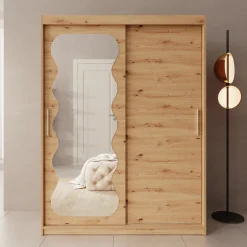 Sentoji - Kledingkast met 2 schuifdeuren - Eikenpatroon - 150x62x200 c