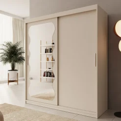 Sentoji - Kledingkast met 2 schuifdeuren - Beige - 180x62x200 cm