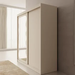 Sentoji - Kledingkast met 2 schuifdeuren - Beige - 180x62x200 cm